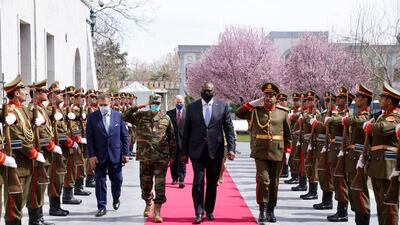 US Secretary of Defence Lloyd Austin walks during his visit in Kabul, Afghanistan. Reuters