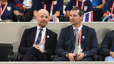 Fifa's former chief operating officer Kevin Lamour, right, with secretary general Mattias Grafstrom. Getty