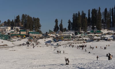 Gulmarg baby slopes in northern Kashmir, where visitors learn to ski. Photo: Wasim Nabi