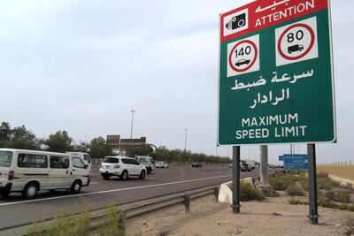The UAE's typical maximum speed limit of 140kph on motorways is higher than in many parts of the world. Photo: The National