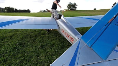 Mr Hadrava gives Vampira a last check before the flight home. David W Cerny / Reuters