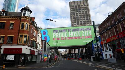 China Town displays a banner declaring Birmingham to be a 'proud host city'. Getty Images