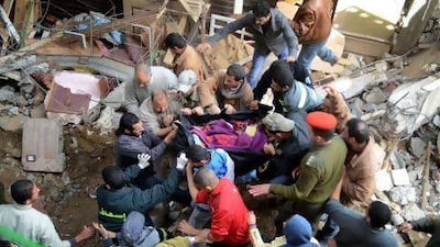 The 12-storey building collapsed in the Egyptian coastal city of Alexandria leaving dozens trapped under the rubble.