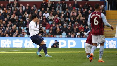 Son Heung-min celebrates scoring Tottenham's fourth goal to complete his hat-trick. Action Images