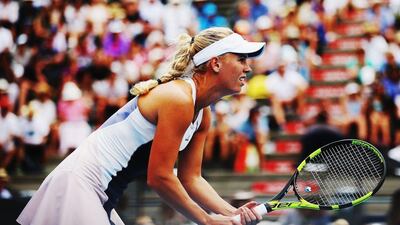 Caroline Wozniacki of Denmark looks on during the 2016 ASB Classic at the ASB Tennis Arena in Auckland, New Zealand. (Photo by Hannah Peters/Getty Images)