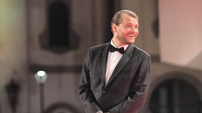 Actor Pilou Asbaek attends the premiere of the movie "Woodshock" presented in the "Cinema nel Giardino" selection at the 74th Venice Film Festival on September 4, 2017 at Venice Lido. / AFP PHOTO / Tiziana FABI