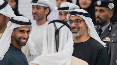 Sheikh Khaled bin Mohamed, Crown Prince of Abu Dhabi and Chairman of the Abu Dhabi Executive Council, honoured winners of the Award for Excellence in Government Performance. Photo: Abu Dhabi Media Office