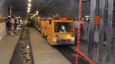 A train hauling ore which will eventually be hauled to the surface. Gavin du Venage / The National