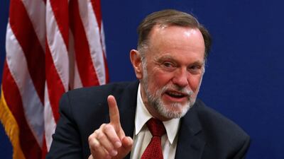 Tibor Nagy, the US Assistant Secretary of State for Africa, speaks during a news conference on the case of Sudan, in the US Embassy in Addis Ababa, Ethiopia. REUTERS/Tiksa Negeri