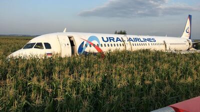 Ural Airlines Airbus 321 passenger plane following an emergency landing in a field near Zhukovsky International Airport in Moscow Region. Reuters