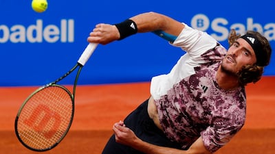 Stefanos Tsitsipas during his win over Alex de Minaur at the Barcelona Open on April 21, 2023. EPA