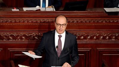 Tunisia's prime minister designate Elyes Fakhfakh speaks at the Assembly of People's Representatives in Tunis, Tunisia February 26, 2020. Reuters
