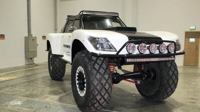 A monster truck on display.