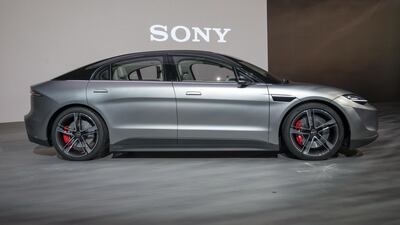 The Sony Vision-S displays its wares. Bloomberg