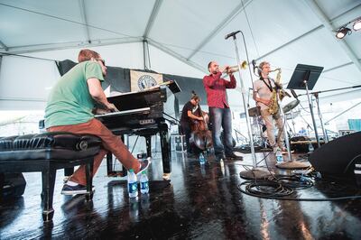 The Amir ElSaffar Quintet playing at the Newport Jazz Festival. Photo by Adam Kissick