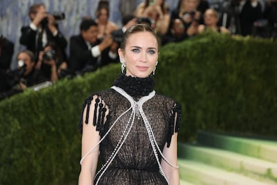 British actress Emily Blunt wears Ashi Studio and $500,000 of body jewellery at the event. EPA