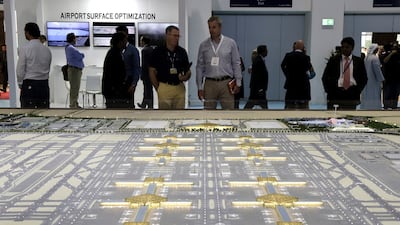 A model of Al Maktoum International Airport and surrounding areas was a main attraction at the Airport Show in Dubai. Jeffrey E Biteng / The National