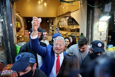 Israeli National Security Minister Itamar Ben-Gvir visits Mahaneh Yehudah Market in Jerusalem. EPA
