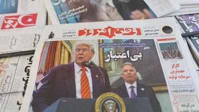 An Iranian newspaper with a cover photo of US President Donald Trump and US Middle East envoy Steve Witkoff in Tehran. Reuters