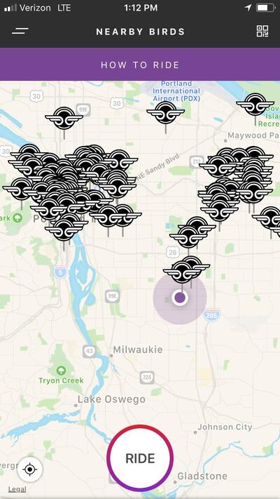 The Bird app and "personal electric vehicle sharing" service was licenced in Portland, Oregon last week, part of a current wave spreading across the United States. Rosemary Behan