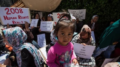 A young Afghan girl at a protest against the blocking of the registration of new Afghan asylum seekers in Turkey. Photo by Piero Castellano / Pacific Press / LightRocket via Getty Images