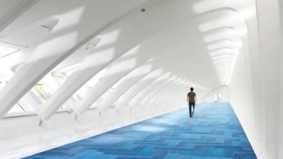 Interface's sustainable carpet, Net Effect, which is recycled from old fishing nets, covers the floor at the Milwaukee Art Museum. Photo courtesy of Interface