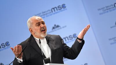 Iran's Foreign Minister Mohammad Javad Zarif speaking at the Munich Security Conference on February 17 just before the crisis unfolded. Reuters