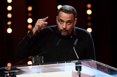 Suhaib Gasmelbari with his Glashuette Original-Documentary Award at the 69th Berlinale International Film Festival Berlin in February. Getty Images