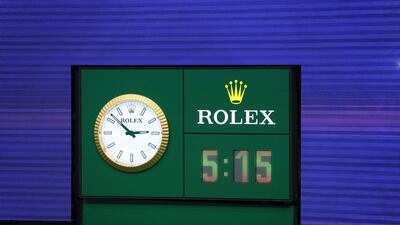 The match clock shows 5:15 to mark the second longest match, and latest ever finish, in US Open history. AFP