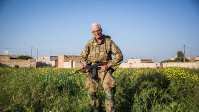 A 67-year old foreign fighter from Canada, nick-named by Kurdish fighters as Hewal Zinar in the outskirts of the north-western Syrian town of Tal Tamr, north of Hasakeh, near the border with Turkey, as he fights alongside People Protection Unit (YPG) fighters under the commanders, Sider and Gerzan.