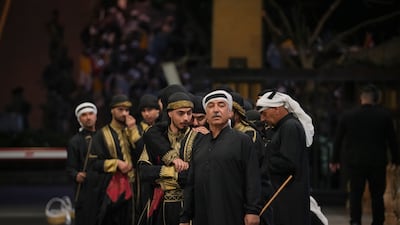 Members of different groups perform during Pope Leo's visit to the Presidential Palace. Getty Images