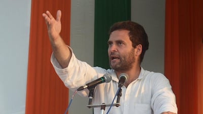 Indian Congress Party Vice President Rahul Gandhi addresses an election rally in Kolkata on May 8, 2014. Dibyangshu Sarkar/AFP Photo