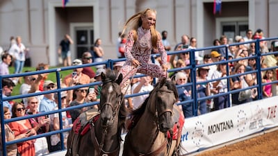A rodeo rider performs at the Great American State Fair in Washington, an event to mark the 250th anniversary of the US. Bloomberg