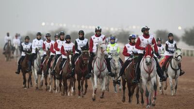 Riders compete in the Dubai race.