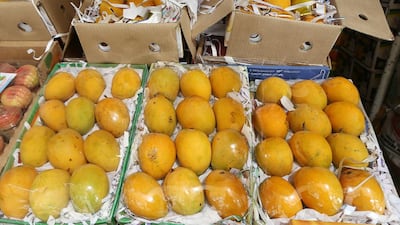 Indian mangoes on sale at the Al Aweer Fruit and Vegetables Market in Dubai. Food safety inspectors have found unacceptable levels of pesticides and dangerous chemicals in some fruit and vegetables imported from India. Pawan Singh / The National
