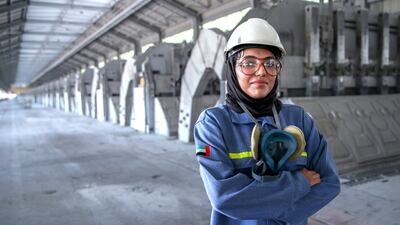 Emirati Alia Al Hashimi is one of the first women to work as a crane operator at Emirates Global Alumunium in Kizad, Abu Dhabi. All photos: Victor Besa / The National