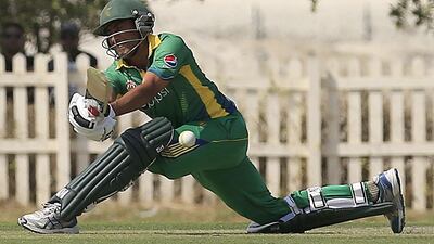 Pakistan’s Waqar Younis during an international friendly match against Nepal at Academy Oval grounds at Zayed Cricket Stadium in Abu Dhabi. Ravindranath K / The National