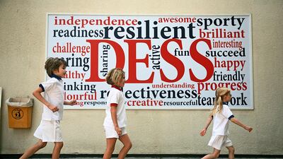 Back to class for pupils who have just completed a PE lesson. Lee Hoagland / The National