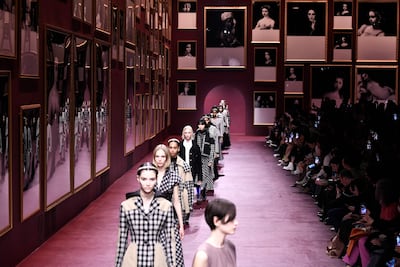 Models present creations for the Christian Dior autumn/winter collection at Paris Womenswear Fashion Week. AFP