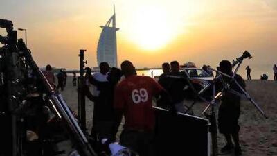 Over the past six days, a 60-strong crew has shot scenes on Sheikh Zayed Road, in malls, Dubai International Airport's Terminal Three and on Jumeirah beach. Satish Kumar / The National