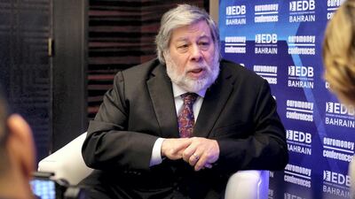 Steve Wozniak, co-founder of Apple, at the GCC Financial Forum in Bahrain, where he expressed concern over the rise in AI. Phil Weymouth / The National