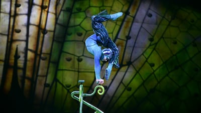 The pole dancers are followed by a masterful contortionist