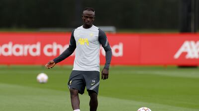 Liverpool attacker Sadio Mane during training. Reuters