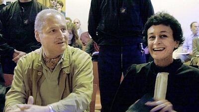 Venezuelan international terrorist Carlos the Jackal, real name Ilich Ramirez Sanchez, sits with his French lawyer Isabelle Coutant-Peyre in a Paris courtroom in 2000. AP Photo/Michel Lipchitz