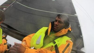 Adil Khalid onboard Azzam in heavy weather.