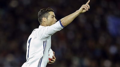 Real Madrid’s Cristiano Ronaldo celebrates after scoring the 2-2 equaliser from the penalty spot during the Fifa Club World Cup 2016 final between Real Madrid and Kashima Antlers in Yokohama, Japan, on December 18, 2016. He later scored the winner in extra time. Yuya Shino / EPA