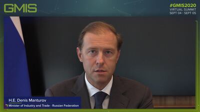 Denis Manturov, Minister of Industry and Trade of the Russian Federation speaks at the Global Manufacturing and Industrialisation Summit. Courtesy GMIS