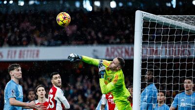 Nottingham Forest goalkeeper Matz Sels punches clear. AFP