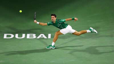 Novak Djokovic on his way to victory over Gael Monfils in their Dubai Duty Free Tennis Championships semi-final on Friday, February 28. The Serbian top seed then defeated Stefanos Tsitsipas in the final. Reuters