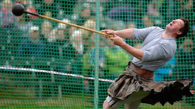 Bruce Aitken competes in the heavy events at the Braemar Gathering in Braemar. Pic: Russell Cheyne/Reuters